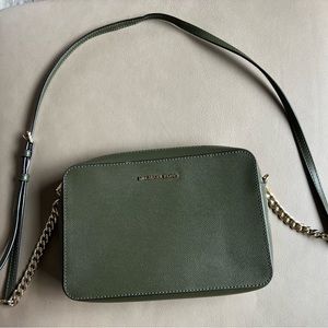 Michael Kors East West handbag in military green. Super cute with summer khaki.